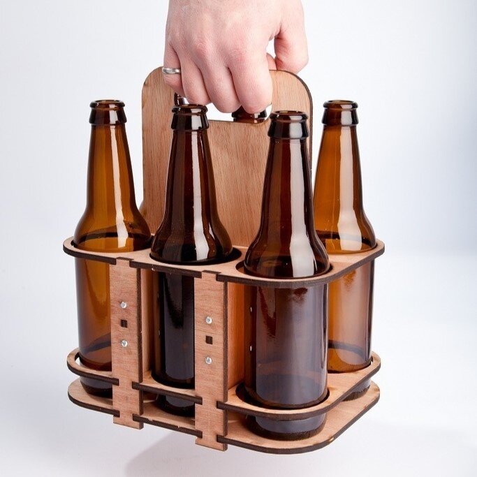 Intra απο ξύλο plywood 3mm-4mm πάχος - 6 Pack Beer Carrier Δίασταση 20x20 cm Intraeaxys-voq2xk5o