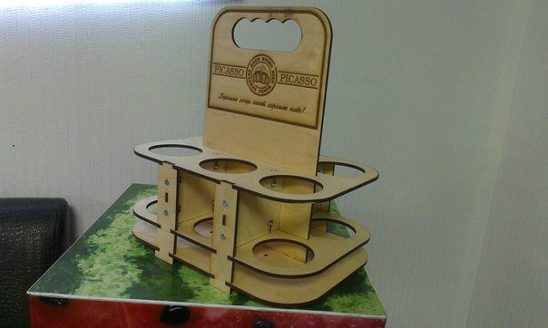 Intra απο ξύλο plywood 3mm-4mm πάχος - Φορέας φιαλών 6 συσκευασιών Δίασταση 30x30 cm Intraeaxys-eoxkmv1z