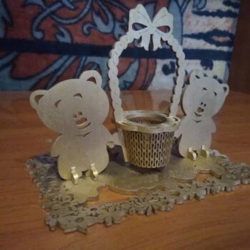 Intra απο ξύλο plywood 3mm-4mm πάχος - Γυναικεία Διακόσμηση Bear 3D μοντέλο Δίασταση 30x30 cm Intraeaxys-078ye4no - Image 1