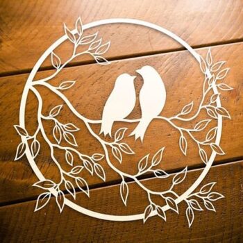 Intra απο ξύλο plywood 3mm-4mm πάχος - Birds On Branch Wall Decor Δίασταση 30x30 cm Intraeaxys-voq2xrjo - Image 1