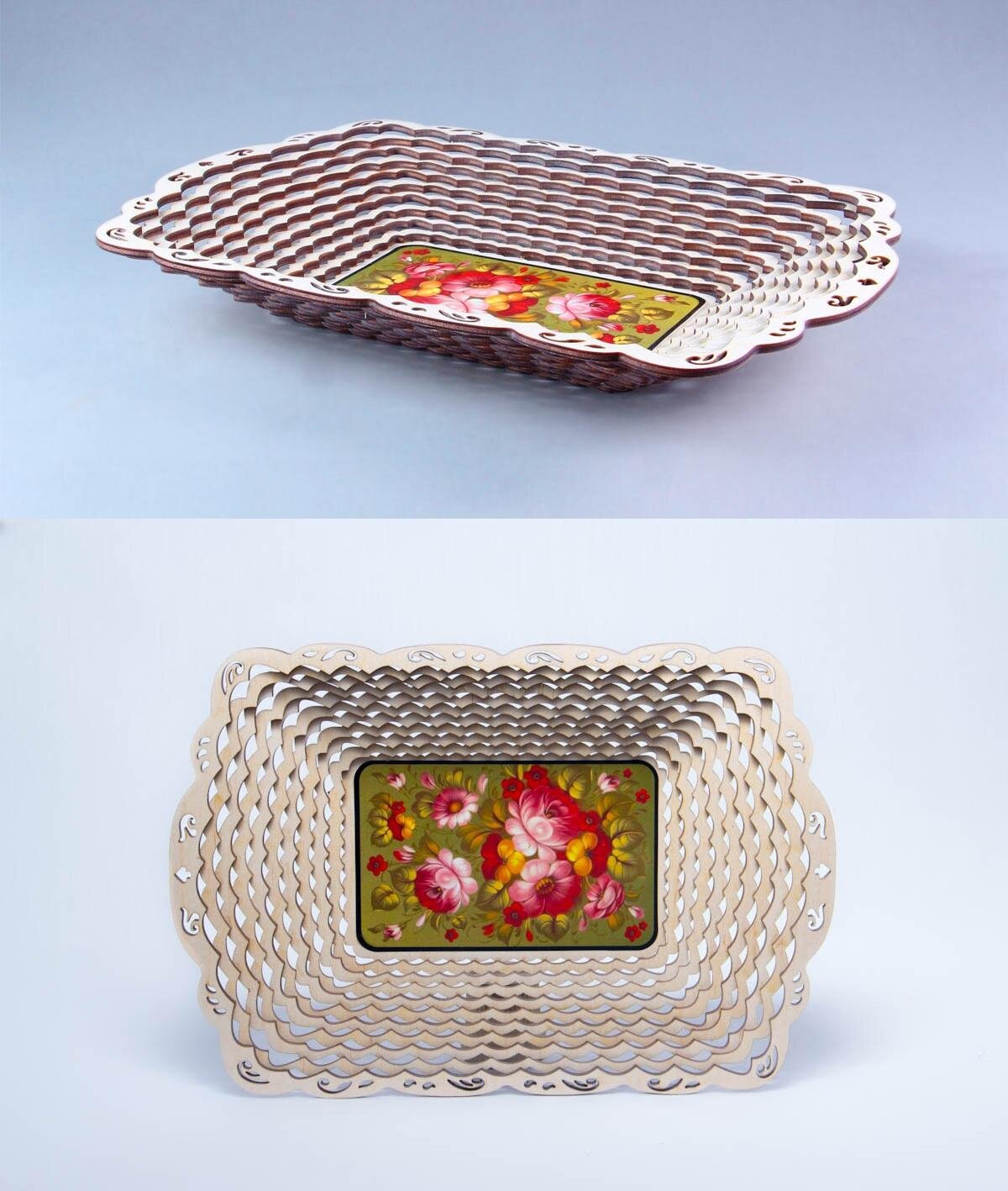 Intra απο ξύλο plywood 3mm-4mm πάχος - Καλάθι δώρων Χριστουγέννων Ξύλινο καλάθι με ζαχαρωτά Δίασταση 30x30 cm Intraeaxys-eo20jd67