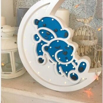 Intra απο ξύλο plywood 3mm-4mm πάχος - Bear Night Light Δίασταση 30x30 cm Intraeaxys-e1gk86xo - Image 1