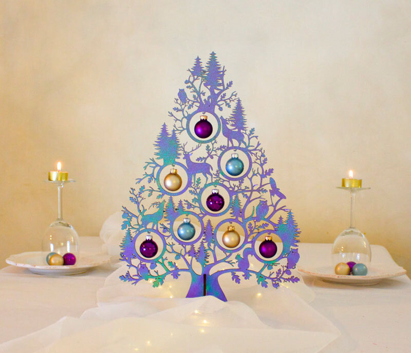 Intra απο ξύλο plywood 3mm-4mm πάχος - Πρότυπο διακοσμήσεων χριστουγεννιάτικου δέντρου Ζώα του δάσους Cnc Δίασταση 30x30 cm Intraeaxys-m1d6vn37