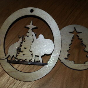 Intra απο ξύλο plywood 3mm-4mm πάχος - Χριστουγεννιάτικο δέντρο Santa Kangaroo Δίασταση 30x30 cm Intraeaxys-075yv00o