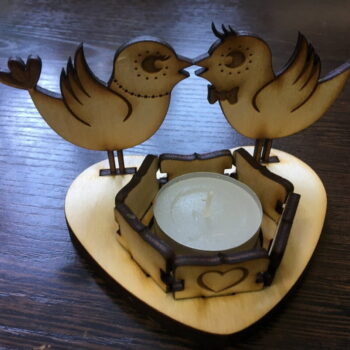 Intra απο ξύλο plywood 3mm-4mm πάχος - Κηροπήγιο Love Birds Δίασταση 30x30 cm Intraeaxys-joedqv91 - Image 3