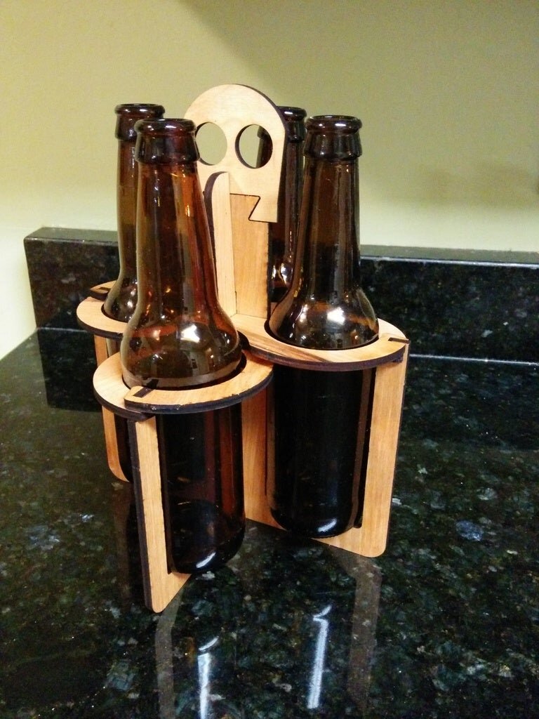 Intra απο ξύλο plywood 3mm-4mm πάχος - 4 Packer Beer Caddy Δίασταση 20x20 cm Intraeaxys-qommd28o