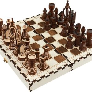 Intra απο ξύλο plywood 3mm-4mm πάχος - Φορητό σετ σκακιού Δίασταση 30x30 cm Intraeaxys-r1z26221