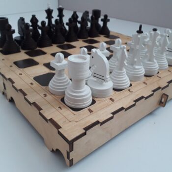 Intra απο ξύλο plywood 3mm-4mm πάχος - Φορητό σετ σκακιού Δίασταση 30x30 cm Intraeaxys-r1z26221 - Image 4