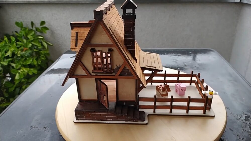 Intra απο ξύλο plywood 3mm-4mm πάχος - Toy Village House Δίασταση 40x50 cm Intraeaxys-91jdqz81