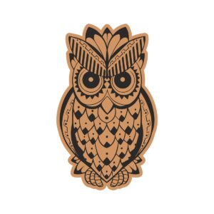 Intra απο ξύλο plywood 3mm-4mm πάχος - Διακοσμητικό χαριτωμένο πρότυπο χαρακτικής κουκουβάγιας Δίασταση 30x30 cm Intraeaxys-p7ymd867