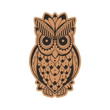 Intra απο ξύλο plywood 3mm-4mm πάχος - Διακοσμητικό χαριτωμένο πρότυπο χαρακτικής κουκουβάγιας Δίασταση 30x30 cm Intraeaxys-p7ymd867 - Image 1