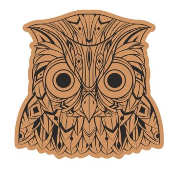 Intra απο ξύλο plywood 3mm-4mm πάχος - Διακοσμητικό πρότυπο χαρακτικής κεφαλής κουκουβάγιας Δίασταση 30x30 cm Intraeaxys-91jdlx51 - Image 1