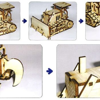 Intra απο ξύλο plywood 3mm-4mm πάχος - Κιτ ξύλινης μπουλντόζας 3D μοντέλου Δίασταση 30x30 cm Intraeaxys-075ylq3o - Image 6