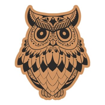 Intra απο ξύλο plywood 3mm-4mm πάχος - Πρότυπο χάραξης θυμωμένης κουκουβάγιας Δίασταση 30x30 cm Intraeaxys-r7vmz4k7 - Image 1