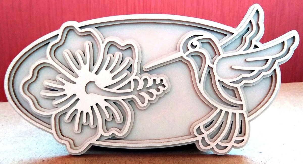 Intra απο ξύλο plywood 3mm-4mm πάχος - Κολίμπρι τέχνης με ξύλινα στρώματα Δίασταση 30x30 cm Intraeaxys-67wldew1