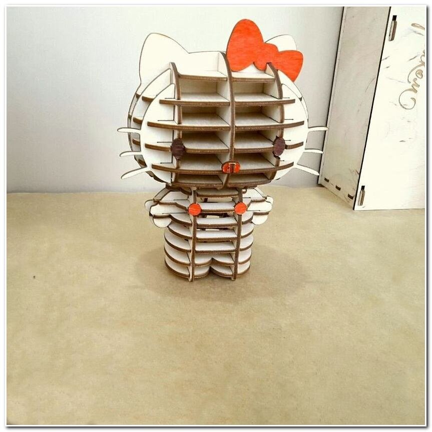 Intra απο ξύλο plywood 3mm-4mm πάχος - Hello Kitty 3D παζλ Δίασταση 30x30 cm Intraeaxys-joed5zd1