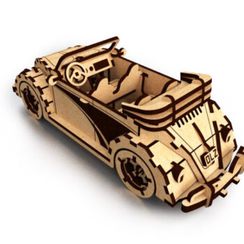 Intra απο ξύλο plywood 3mm-4mm πάχος - Volkswagen Fusca Beetle Convertible 3D παζλ Δίασταση 30x30 cm Intraeaxys-078yl9mo - Image 3