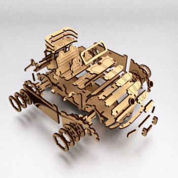 Intra απο ξύλο plywood 3mm-4mm πάχος - Volkswagen Fusca Beetle Convertible 3D παζλ Δίασταση 30x30 cm Intraeaxys-078yl9mo - Image 5