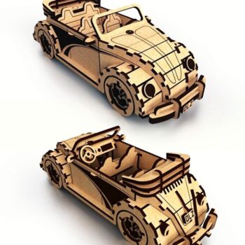 Intra απο ξύλο plywood 3mm-4mm πάχος - Volkswagen Fusca Beetle Convertible 3D παζλ Δίασταση 30x30 cm Intraeaxys-078yl9mo - Image 6