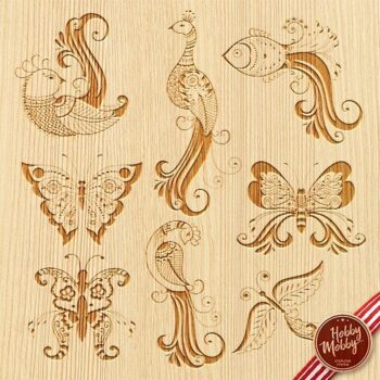 Intra απο ξύλο plywood 3mm-4mm πάχος - Σετ διακοσμητικά πουλιά Δίασταση 30x30 cm Intraeaxys-qomm6qko - Image 1