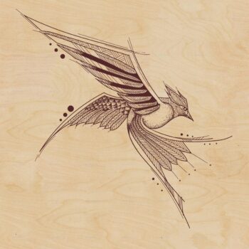 Intra απο ξύλο plywood 3mm-4mm πάχος - Στένσιλ ting διάνυσμα πουλί Δίασταση 30x30 cm Intraeaxys-qomm5jko - Image 1