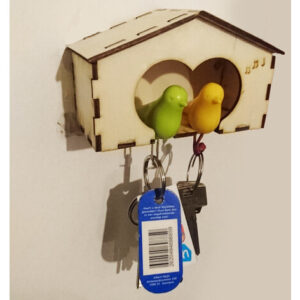 Intra απο ξύλο plywood 3mm-4mm πάχος - Μπρελόκ Bird House Δίασταση 5x5 cm Intraeaxys-0756yp1z