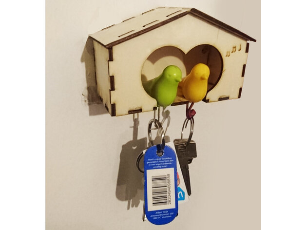 Intra απο ξύλο plywood 3mm-4mm πάχος - Μπρελόκ Bird House Δίασταση 5x5 cm Intraeaxys-0756yp1z