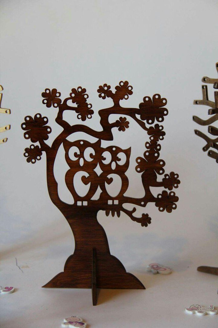 Intra απο ξύλο plywood 3mm-4mm πάχος - Σχέδιο δρομολογητή CNC Tree with Birds Δίασταση 30x30 cm Intraeaxys-voqq3qo2