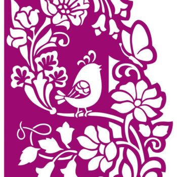 Intra απο ξύλο plywood 3mm-4mm πάχος - Floral πάνελ με bird cnc router ting Δίασταση 30x30 cm Intraeaxys-67wrmm12 - Image 1