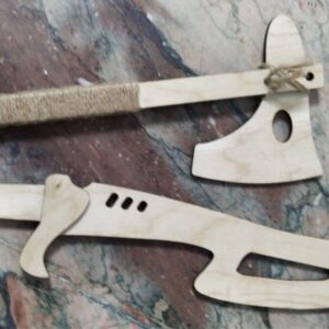 Intra απο ξύλο plywood 3mm-4mm πάχος - Ξύλινο τσεκούρι και σπαθί Δίασταση 30x30 cm Intraeaxys-eoxl62jo