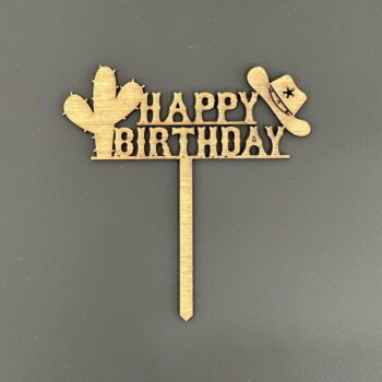 Intra απο ξύλο plywood 3mm-4mm πάχος - Cowboy Happy Birthday Cake Topper Δίασταση 30x30 cm Intraeaxys-ro6yrnq7 - Image 1