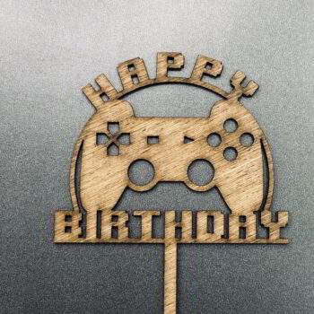 Intra απο ξύλο plywood 3mm-4mm πάχος - Gamer Cake Topper Διακόσμηση γενεθλίων Δίασταση 30x30 cm Intraeaxys-lopq04x7 - Image 1