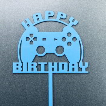 Intra απο ξύλο plywood 3mm-4mm πάχος - Gamer Cake Topper Διακόσμηση γενεθλίων Δίασταση 30x30 cm Intraeaxys-lopq04x7 - Image 3