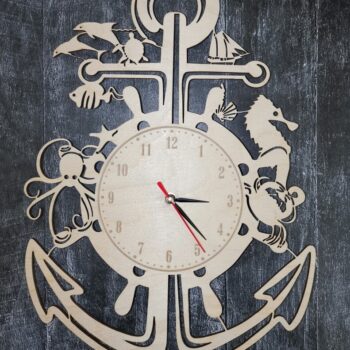 Intra απο ξύλο plywood 3mm-4mm πάχος - Ναυτικό ρολόι τοίχου Δίασταση 30x30 cm Intraeaxys-eo208037 - Image 1