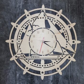 Intra απο ξύλο plywood 3mm-4mm πάχος - Ναυτικό ρολόι τοίχου Δίασταση 30x30 cm Intraeaxys-eo208037 - Image 3