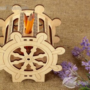 Intra απο ξύλο plywood 3mm-4mm πάχος - Θήκη για στυλό Ναυτικού Τροχού πλοίου Δίασταση 30x30 cm Intraeaxys-yon0d6p7