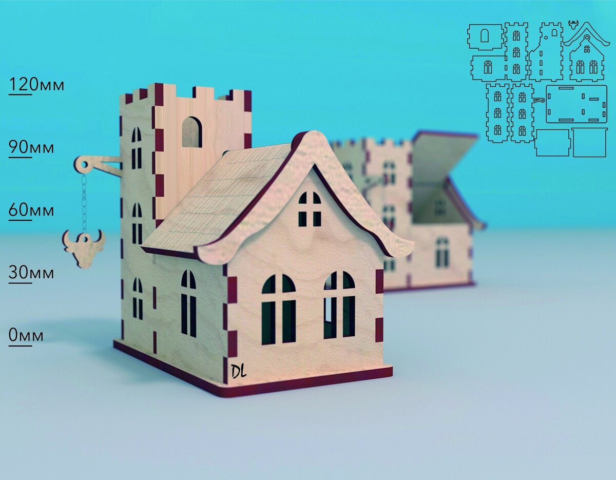 Intra απο ξύλο plywood 3mm-4mm πάχος - Ξύλινο Σπίτι Μοντέλο Ταβέρνας Ταβέρνας Κρεμαστά 4mm Δίασταση 40x50 cm Intraeaxys-6o3y6237