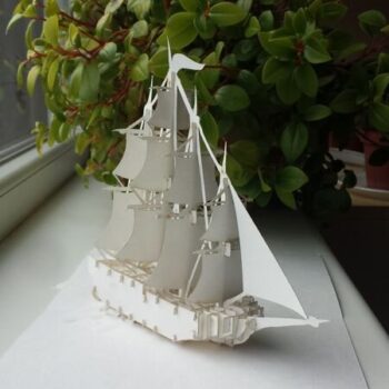 Intra απο ξύλο plywood 3mm-4mm πάχος - Παζλ τρισδιάστατο ιστιοφόρο Δίασταση 30x30 cm Intraeaxys-075gemoz - Image 1