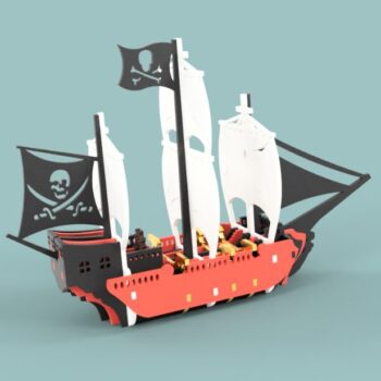 Intra απο ξύλο plywood 3mm-4mm πάχος - Πειρατικό πλοίο διανυσματικό αρχείο για ting CNC Δίασταση 30x30 cm Intraeaxys-07800m15 - Image 1