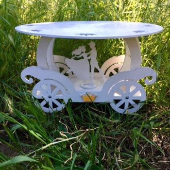 Intra απο ξύλο plywood 3mm-4mm πάχος - Σταντ για τούρτα Carriage Cinderella για γάμο ή γενέθλια Δίασταση 30x30 cm Intraeaxys-voq2zm5o - Image 1