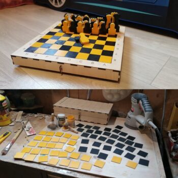 Intra απο ξύλο plywood 3mm-4mm πάχος - Φορητό πρότυπο σετ σκακιού Δίασταση 30x30 cm Intraeaxys-pok38n87 - Image 1