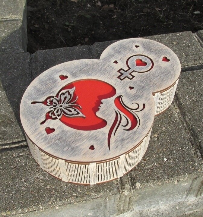 Intra απο ξύλο plywood 3mm-4mm πάχος - Γυναικεία Special Gift Box Number 8 Shape Box 4mm Δίασταση 30x30 cm Intraeaxys-6o3y9wj7