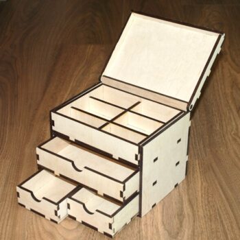 Intra απο ξύλο plywood 3mm-4mm πάχος - Κουτί αποθήκευσης με συρτάρια 6mm Κόντρα πλακέ 15x20x15 Δίασταση 30x30 cm Intraeaxys-eo0q0vw1 - Image 1