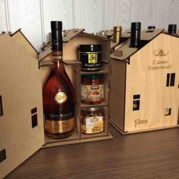 Intra απο ξύλο plywood 3mm-4mm πάχος - Κουτί δώρου κρασιού Chimney House Chalet Δίασταση 40x50 cm Intraeaxys-p7ymzz67 - Image 1