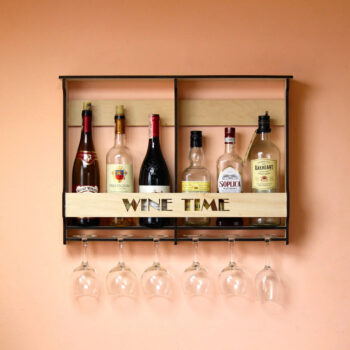 Intra απο ξύλο plywood 3mm-4mm πάχος - Επιτοίχιο ντουλάπι κρασιού Mini Bar Liquor Mini bar για 6 μπουκάλια και ποτήρια Δίασταση 30x30 cm Intraeaxys-r7vmynl7 - Image 3