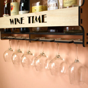 Intra απο ξύλο plywood 3mm-4mm πάχος - Επιτοίχιο ντουλάπι κρασιού Mini Bar Liquor Mini bar για 6 μπουκάλια και ποτήρια Δίασταση 30x30 cm Intraeaxys-r7vmynl7 - Image 5