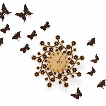 Intra απο ξύλο plywood 3mm-4mm πάχος - Διακοσμητικό ρολόι τοίχου πεταλούδα Δίασταση 30x30 cm Intraeaxys-p7ymqzz7 - Image 1