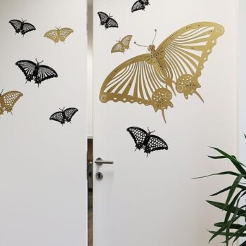 Intra απο ξύλο plywood 3mm-4mm πάχος - Αυτοκόλλητο τοίχου πεταλούδα Δίασταση 30x30 cm Intraeaxys-075yxxmo - Image 3