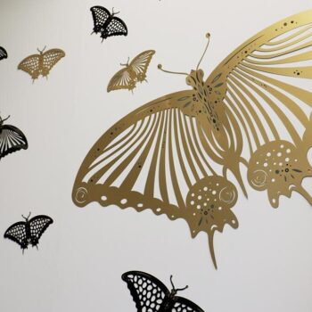 Intra απο ξύλο plywood 3mm-4mm πάχος - Αυτοκόλλητο τοίχου πεταλούδα Δίασταση 30x30 cm Intraeaxys-075yxxmo - Image 4