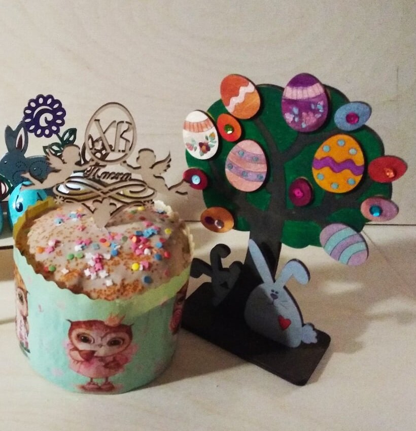 Intra απο ξύλο plywood 3mm-4mm πάχος - Καλό πασχαλινό στολισμό δέντρου Δίασταση 30x30 cm Intraeaxys-eo4qxr97